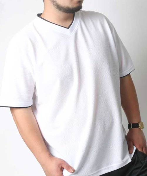 MARUKAWA(大きいサイズのマルカワ)/【COSBY】 大きいサイズ メンズ コスビー Tシャツ 半袖 Vネック 吸汗速乾 ドライ ブランド/ホワイト
