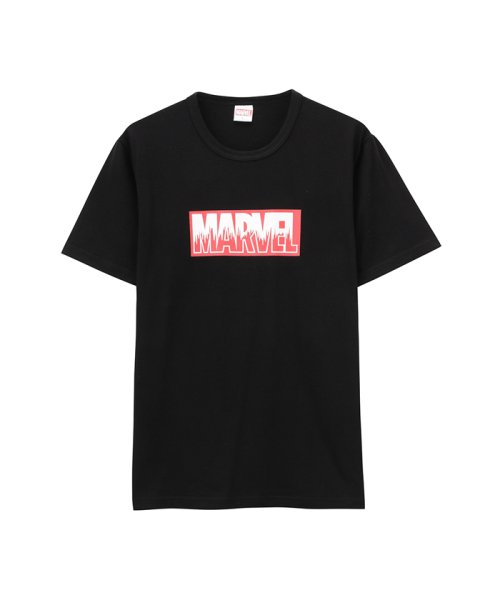 MAC HOUSE(men)(マックハウス（メンズ）)/LOVE－T MARVEL BOXロゴTシャツ 932038MH/ブラック