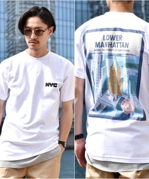 SHIPS MEN(シップス　メン)/NYC: エクスクルーシブ LANDSCAPE Tシャツ/ホワイト