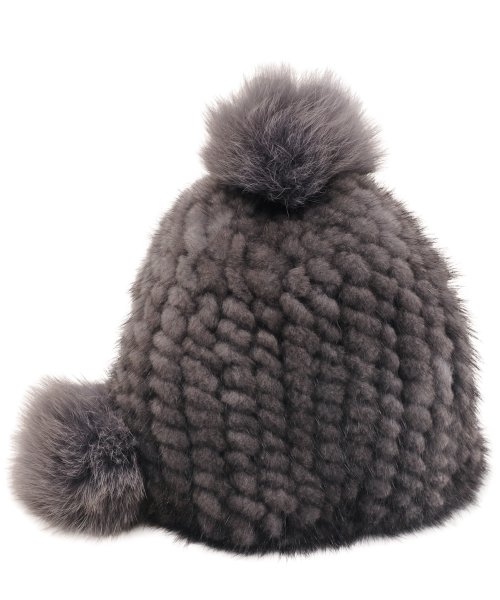 ミンク 帽子 編み込み ボンボン付き サンキョウショウカイ Sankyoshokai Magaseek