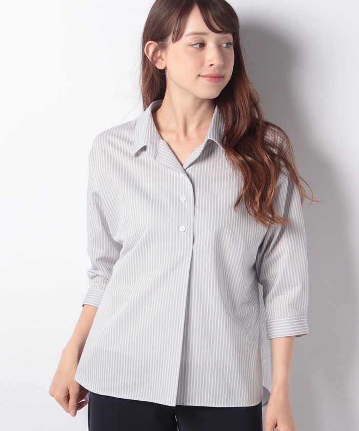 【特別提供品】ストライプ柄7分袖ブラウス