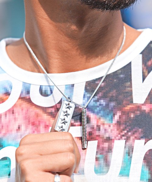 セール スタープレートセパレートトップネックレス ネックレス メンズ アクセサリー スター 星 星柄 星型 シルバー ラグスタイル Luxstyle Magaseek