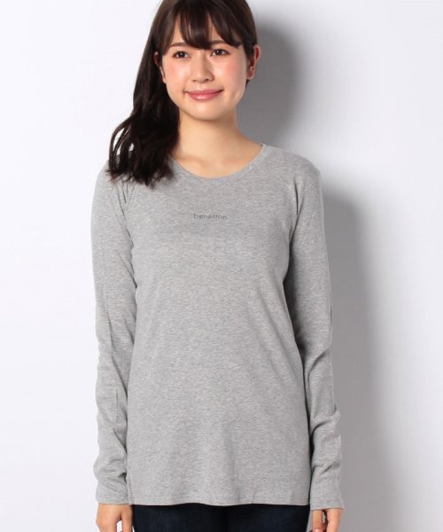 BENETTON (women)(ベネトン（レディース）)/ロゴクルーネック長袖Tシャツ・カットソー/グレー