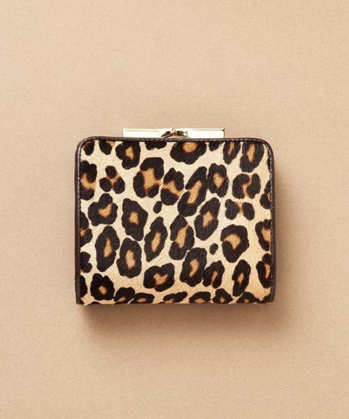セール レオパードヘアカウがま口2つ折り財布 トプカピ Topkapi Magaseek
