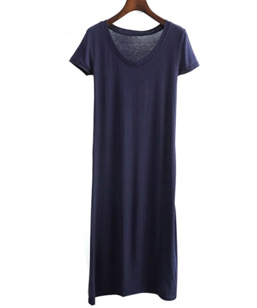 セール ミモレ丈ワンピース レディース 半袖 無地ワンピース ゆったり ロングワンピース 夏 ミニミニストア Miniministore Magaseek