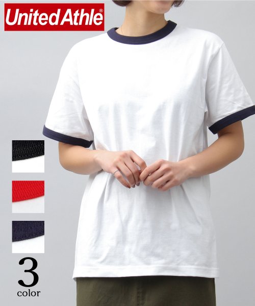 AMS SELECT(エーエムエスセレクト)/【United Athle/ユナイテッドアスレ】5.6オンスバインダーネックリンガーTシャツ/トリムTシャツ/ホワイト系1