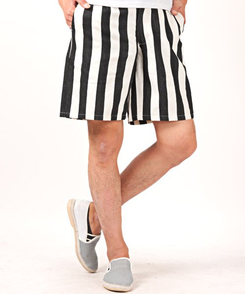 先染めストライプ柄ショートパンツ ショートパンツ メンズ ショーツ 先染め ストライプ柄 ラグスタイル Luxstyle Magaseek