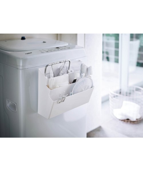 YAMAZAKI(ヤマザキ)/洗濯機横マグネット収納ポケット 3段  プレート ホワイト/ホワイト