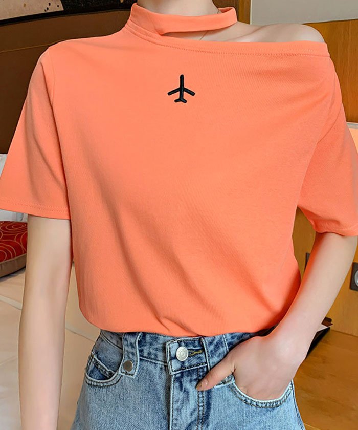 セール 肩出し Tシャツ レディース トップス ゆったり 春 夏 カットソー 肩開き 可愛い 即納 ミニミニストア Miniministore Magaseek