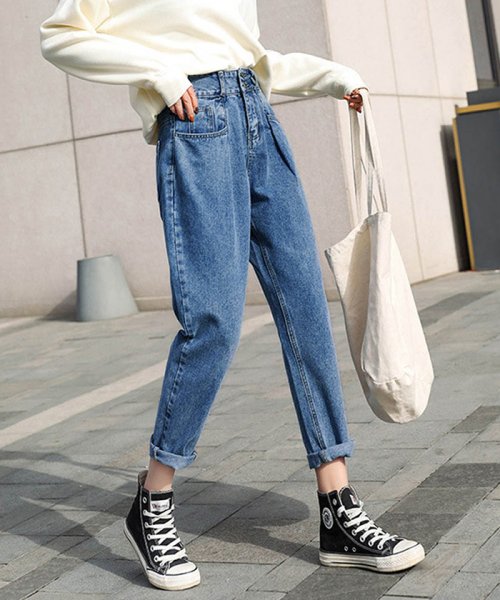 セール 17 Off ボーイフレンドデニム きれいめ ロールアップデニムパンツ レディース ゆったり ジーンズ 黒 ミニミニストア Miniministore Magaseek
