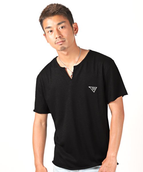 セール 15 Off ワッペン付きカットオフスラブキーネック半袖tシャツ Tシャツ メンズ 半袖 カットオフ スラブ キーネック ラグスタイル Luxstyle Magaseek