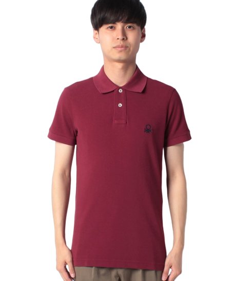 BENETTON (mens)(ベネトン（メンズ）)/スリムフィットロゴポロシャツ/ボルドー