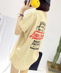 felt maglietta(フェルトマリエッタ)/バックプリントロゴロング丈Tシャツ/ベージュ