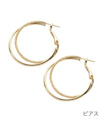 cream dot(クリームドット)/耳もとを上品に照らす、2連フープピアス/イヤリング/ゴールド系1