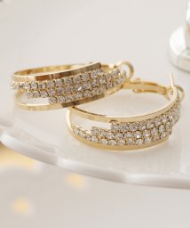 PourVous(プールヴー)/【結婚式・パーティー】フープシャイニービジューピアス/ゴールド