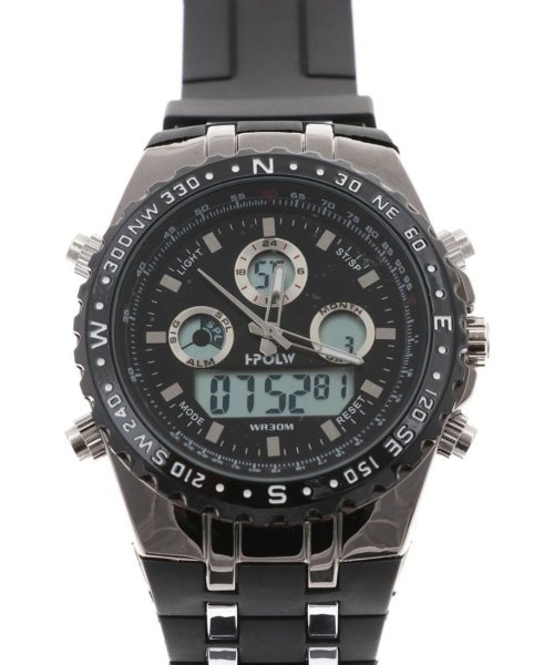 SP(エスピー)/【HPFS】アナデジ アナログ&デジタル腕時計 HPFS584 メンズ腕時計 デジアナ/ブラック×ブラック