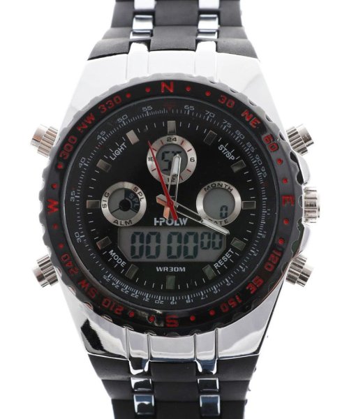 SP(エスピー)/【HPFS】アナデジ アナログ&デジタル腕時計 HPFS584 メンズ腕時計 デジアナ/ブラック×レッド
