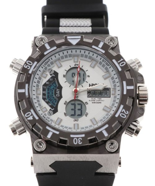 SP(エスピー)/【HPFS】アナデジ アナログ&デジタル腕時計 HPFS628 メンズ腕時計 デジアナ/ホワイト×ブラック