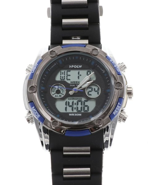 SP(エスピー)/【HPFS】アナデジ アナログ&デジタル腕時計 HPFS618B メンズ腕時計 デジアナ/ブラック×ブルー