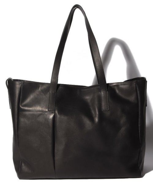 PATRICK STEPHAN(パトリックステファン)/Leather tote bag ’grande poche’ 2/ブラック