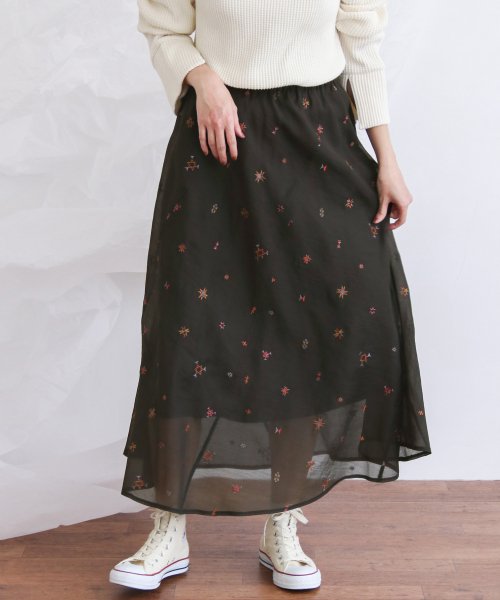 セール アーバンリサーチ アウトレット Urban Research Outlet セットアップ対応商品 Kbf オーガンジー刺繍バイアススカート Magaseek
