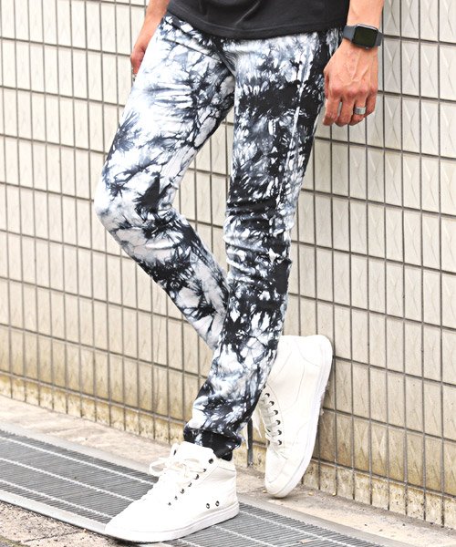 セール タイダイストレッチスキニーパンツ スキニー パンツ メンズ タイダイ ムラ染め ストレッチ ラグスタイル Luxstyle Magaseek