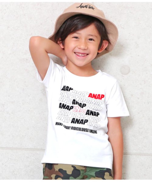 ANAP KIDS(アナップキッズ)/ポイントカラーANAPロゴTシャツ/ホワイト