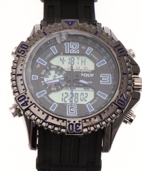 SP(エスピー)/【HPFS】アナデジ アナログ&デジタル腕時計 HPFS1702 メンズ腕時計 デジアナ/ブラック×ブルー2