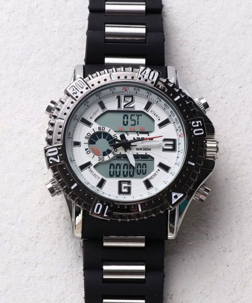 SP(エスピー)/【HPFS】アナデジ アナログ&デジタル腕時計 HPFS1702 メンズ腕時計 デジアナ/シルバー×ホワイト1