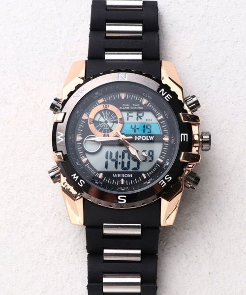 SP(エスピー)/【HPFS】アナデジ アナログ&デジタル腕時計 HPFS615 メンズ腕時計 デジアナ/ブラック×ゴールド