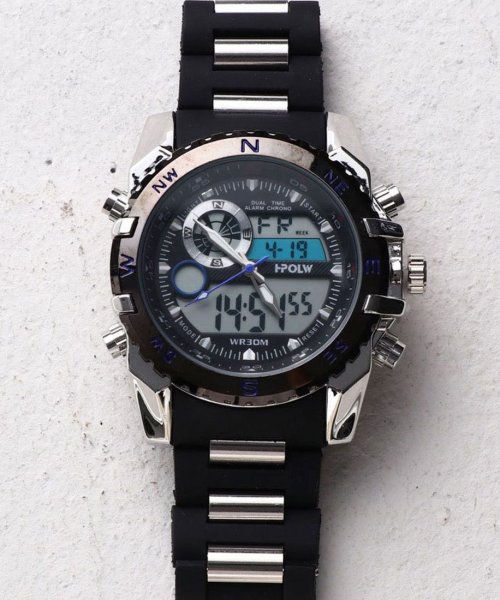 SP(エスピー)/【HPFS】アナデジ アナログ&デジタル腕時計 HPFS615 メンズ腕時計 デジアナ/シルバー系