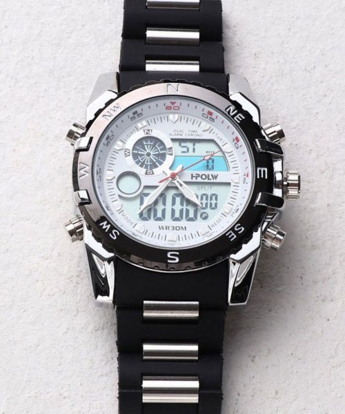 SP(エスピー)/【HPFS】アナデジ アナログ&デジタル腕時計 HPFS615 メンズ腕時計 デジアナ/ホワイト系