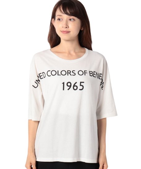 セール オーバーサイズブランドロゴtシャツ カットソー ベネトン レディース Benetton Women Magaseek