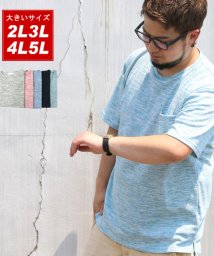 MARUKAWA(大きいサイズのマルカワ)/大きいサイズ 杢ポケット付き 半袖Tシャツ/グリーンブルー
