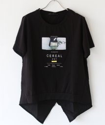 REAL　CUBE(リアルキューブ)/バックデザイン転写プリントTシャツ/ブラック