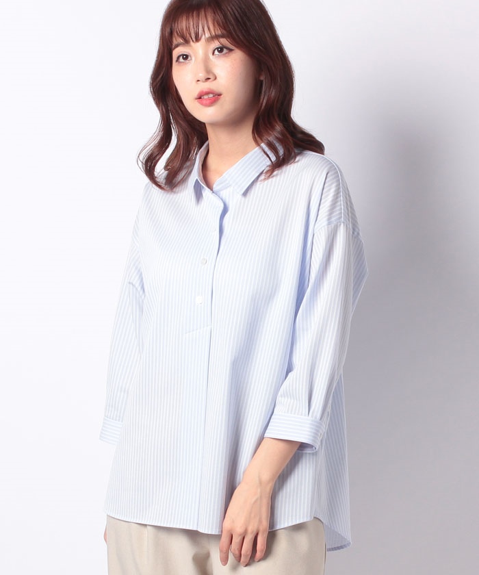 【特別提供品】ストライプ柄7分袖ブラウス