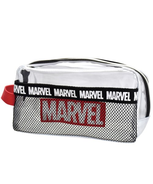 マーベル ペンケース 筆箱 レディース 女子 大人 高校生 大容量 透明 クリア Pvc ファスナー メッシュポケットキャラクター 化粧ポーチ 女の子 ランナー Runner Magaseek