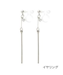 cream dot/スタイリッシュな華奢メタルバーのイヤリング/ピアス/502427761