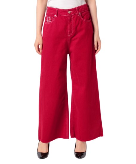 セール ブランドロゴ刺繍カラーデニムワイドパンツ ベネトン レディース Benetton Women Magaseek