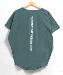 felt maglietta(フェルトマリエッタ)/オーバーサイズバックプリントTシャツコットン100/ブルー系1