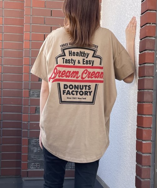 felt maglietta(フェルトマリエッタ)/バックプリントロゴロング丈Tシャツ/モカ