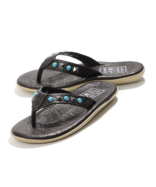 セール Pte2std18 スタッズ ストーン装飾 レザー トングサンダル コンフォート Brncowboy Turq メンズ アイランドスリッパ Island Slipper Magaseek