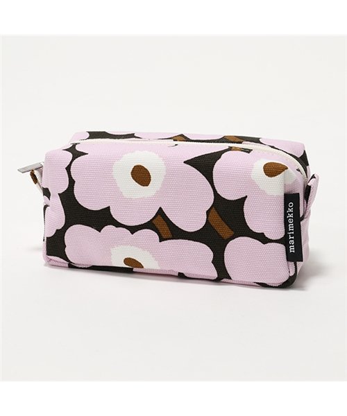 Marimekko(マリメッコ)/TIISE MINI UNIKKO 046967 638 ウニッコ キャンバス コスメポーチ バッグインバッグ レディース/ダークグリーン×ライトピンク