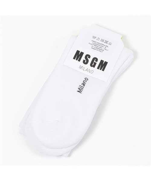 MSGM(MSGM)/MDS109 CALZINI SOCKS ロゴ リブ ソックス 靴下 01/ホワイト メンズ/ホワイト