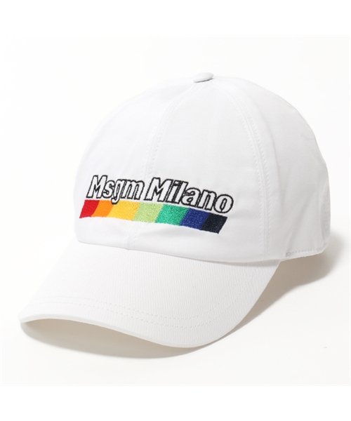 MSGM(MSGM)/ML07 ロゴ刺繍 コットン ベースボールキャップ 帽子 スポーツ カラー01/ホワイト ユニセックス/ホワイト