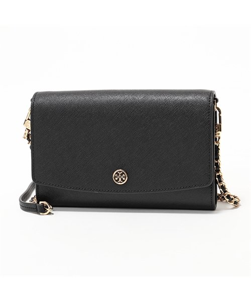 001 Robinson レザー ショルダーウォレット 長財布 チェーンバッグ ポシェット Black レディース トリーバーチ Tory Burch Magaseek