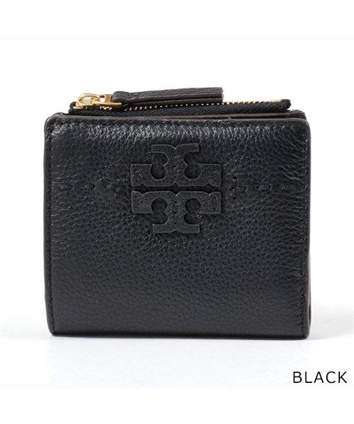 TORY BURCH(トリーバーチ)/45246 レザー 二つ折り財布 ミニ財布 豆財布 カラー2色 レディース/BLACK