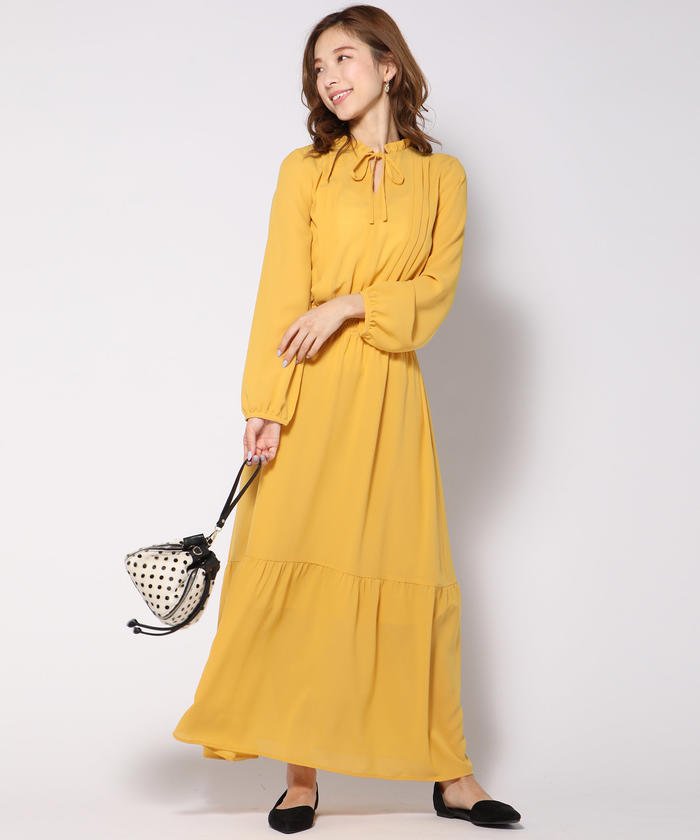 セール 花柄ボウタイロングワンピース クイーンズコート Queens Court Magaseek