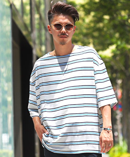 セール 15 Off ボーダー柄ボートネック半袖tシャツ Tシャツ メンズ 半袖 5分袖 ボートネック ボーダー ラグスタイル Luxstyle Magaseek