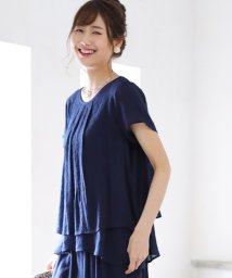 coen(coen)/【WEB限定 手洗いできる】ウォッシャブルスラブティアードブラウス/NAVY